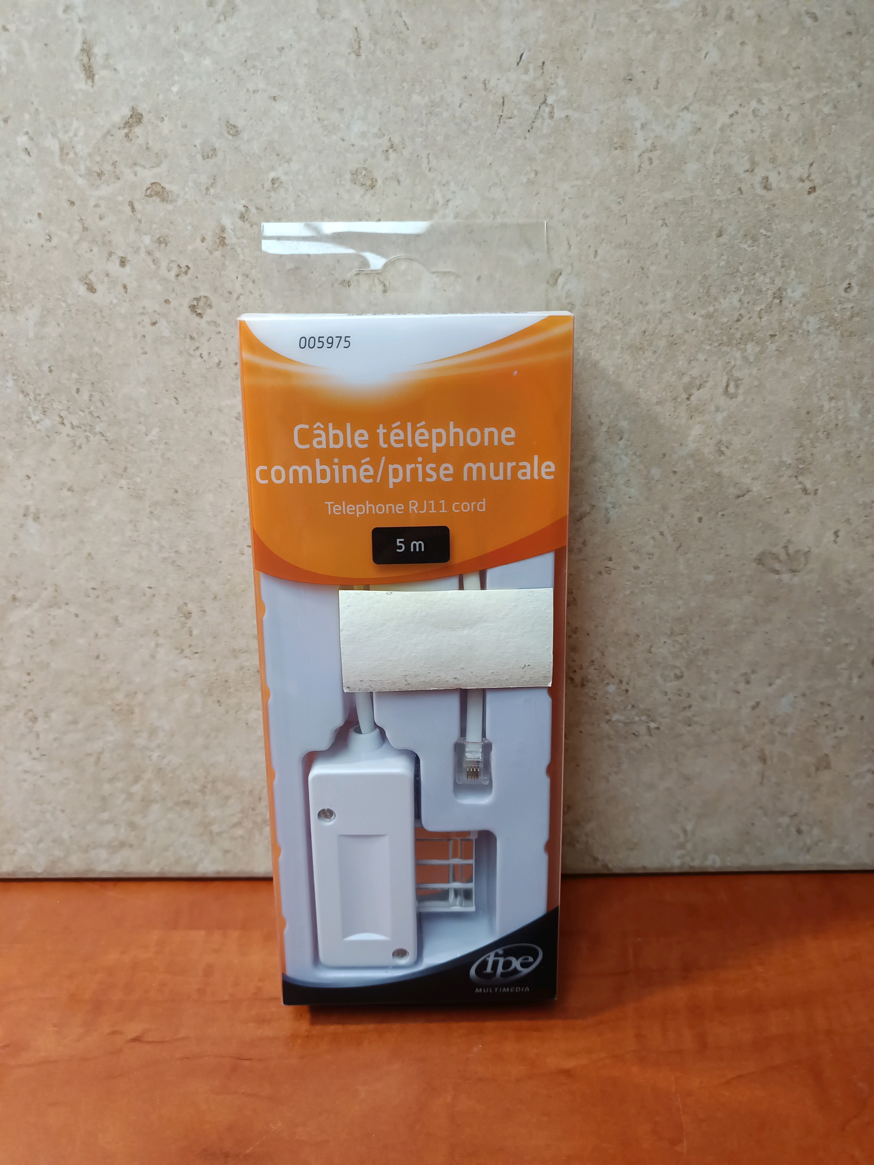 Câble téléphone combiné/prise murale RJ11 - 5 m