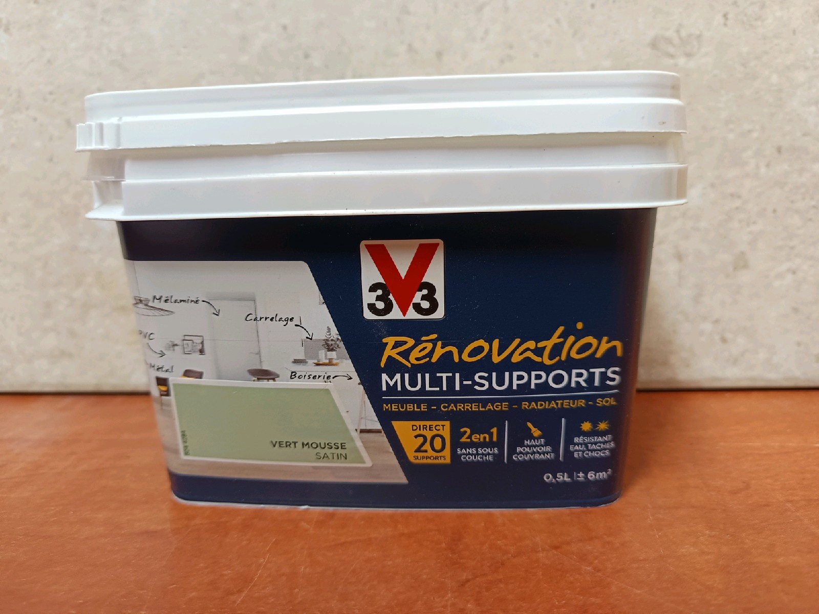 V33 Rénovation Multi-Supports Vert Mousse Satin 0,5 L
