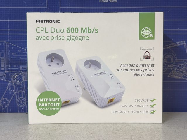 Metronic Prise CPL netsocket Duo 600 avec prise gigogne