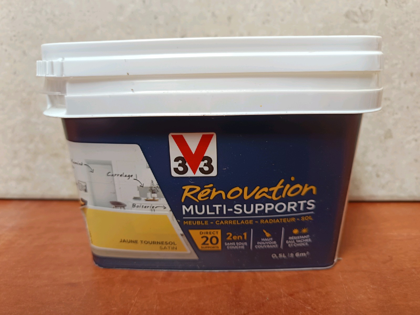V33 Rénovation Multi-Supports Jaune Tournesol Satin 0,5 L