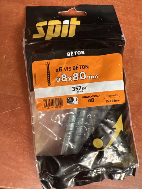 Spit lot de 6 vis béton Ø8 x 80 mm