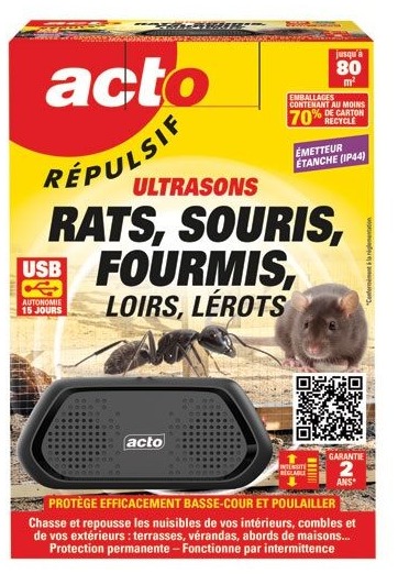 Répulsif ultrasons ACTO RUS10 rats souris rechargeable
