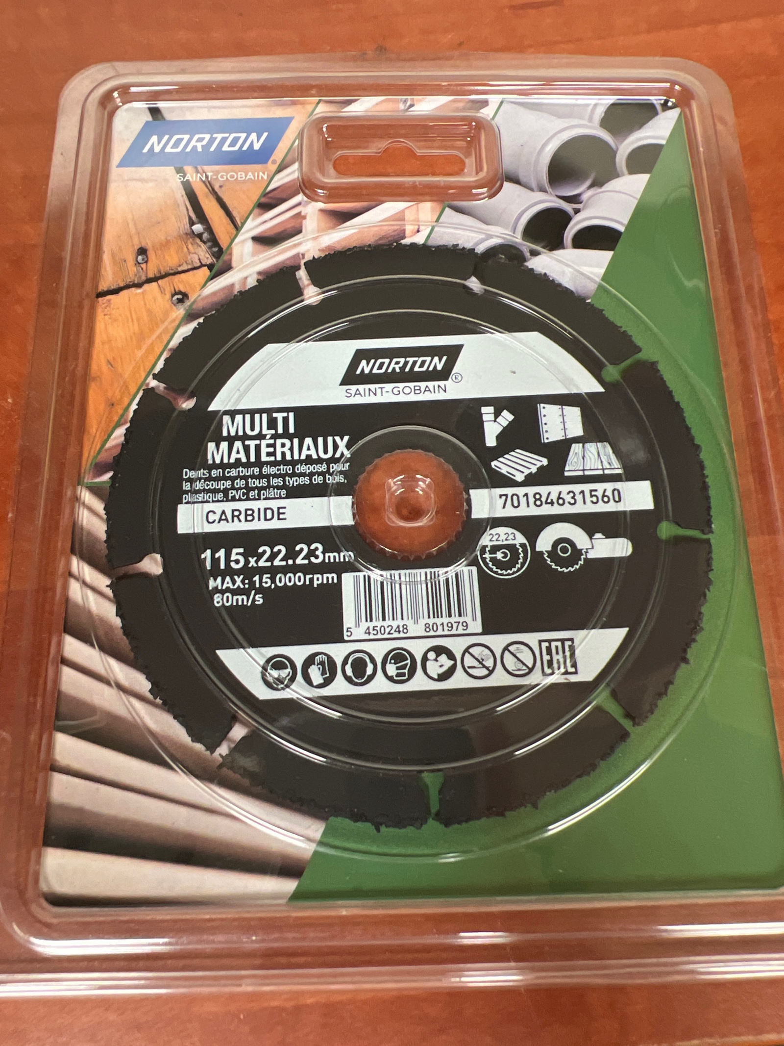 Norton Saint-Gobain Multi Matériaux Carbure – Disque 115 x 22,23 mm