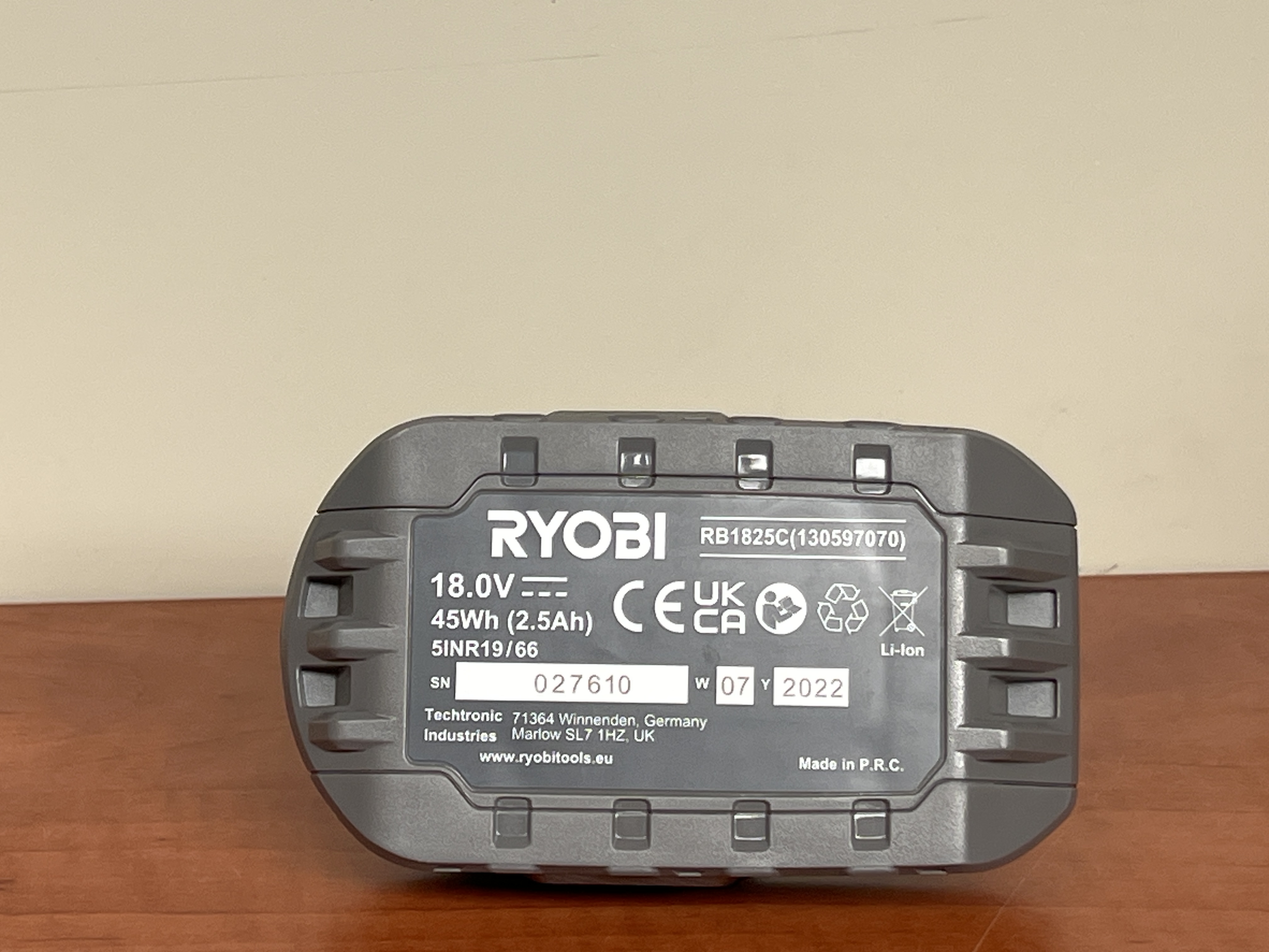 Batterie Ryobi RB1825C ONE+ 18 V 2,5 Ah Li-ion — photo 2