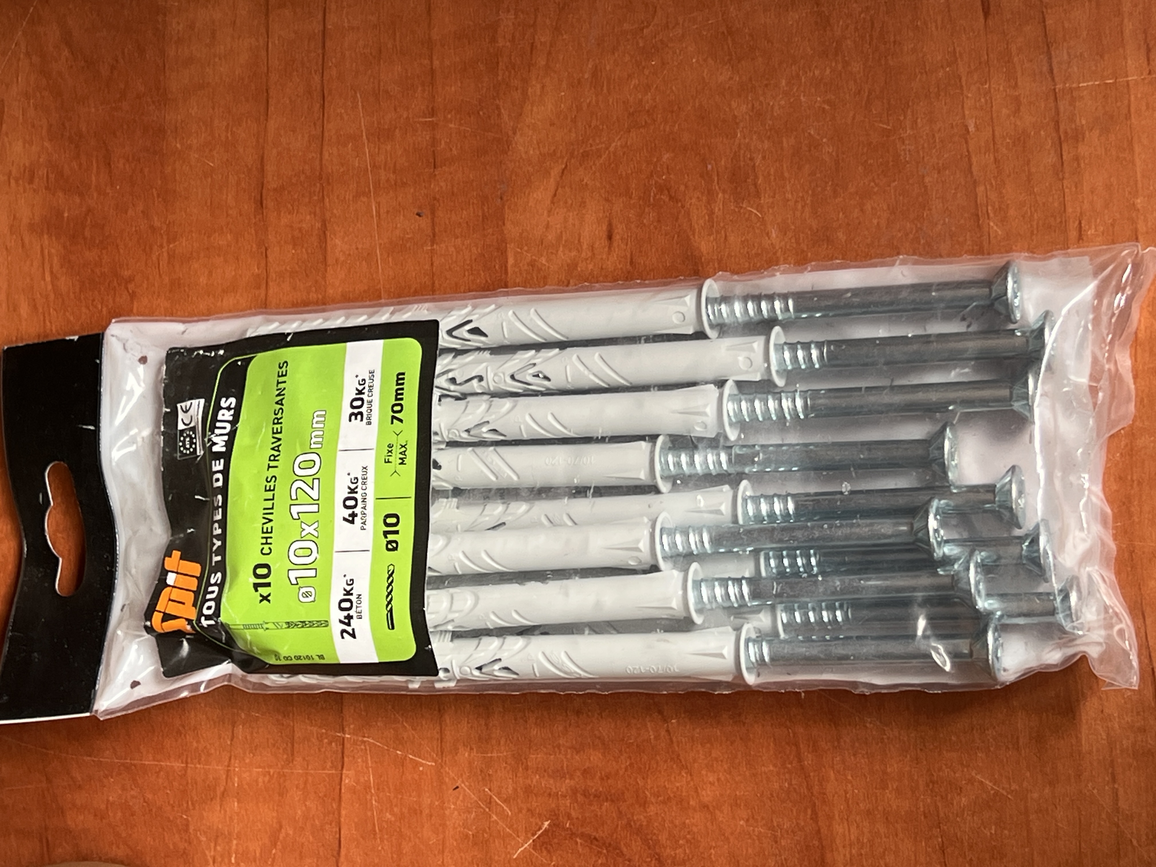 Lot de 10 chevilles traversantes Spit Red Head Ø10 x 120 mm