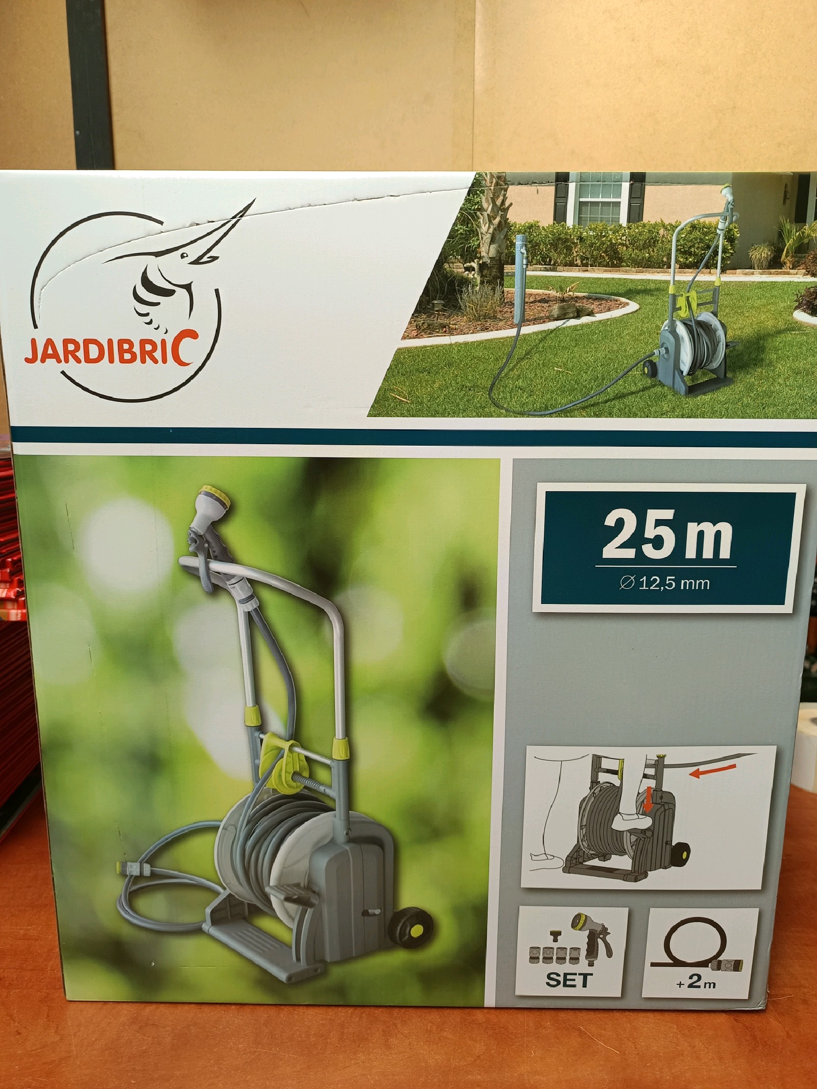 JARDIBRIC Dévidoir de tuyau d’arrosage 25 m Ø 12,5 mm