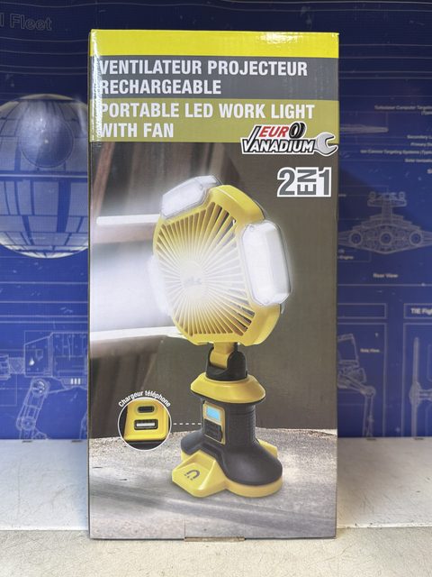 Euro Vanadium projecteur LED rechargeable avec ventilateur 2 en 1