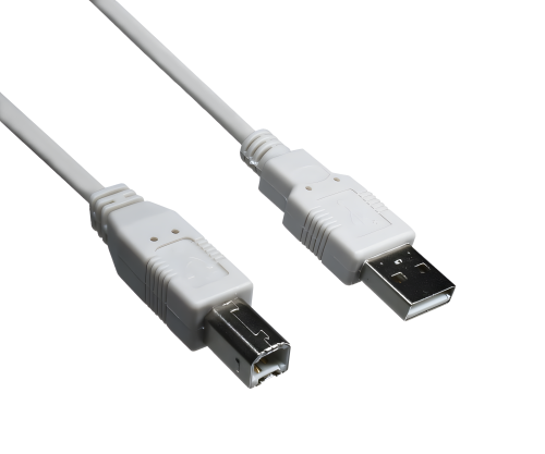 DINIC Câble USB 2.0 A mâle vers B mâle, 28 AWG / 2C, 26 AWG / 2C, gris, DINIC Polybag, longueur 2m