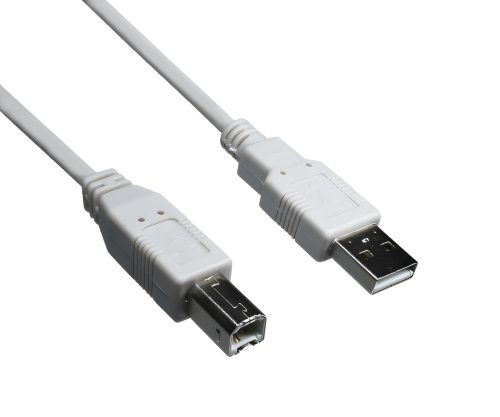 DINIC Câble USB 2.0 A mâle vers B mâle, 28 AWG / 2C, 26 AWG / 2C, gris, DINIC Polybag, longueur 2m