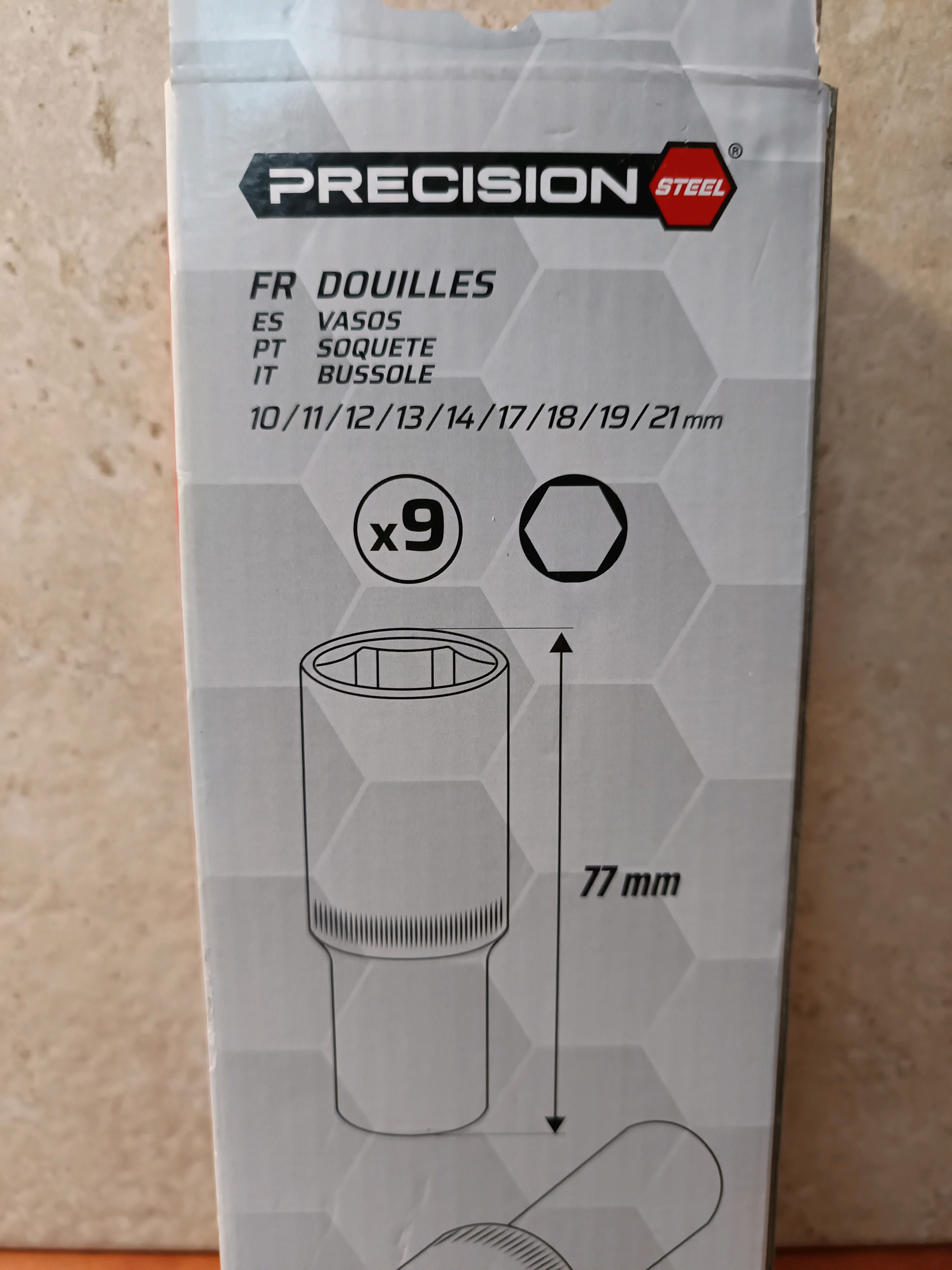 Precision Steel jeu de douilles 1/2" 9 pièces (10 à 21 mm) — photo 2