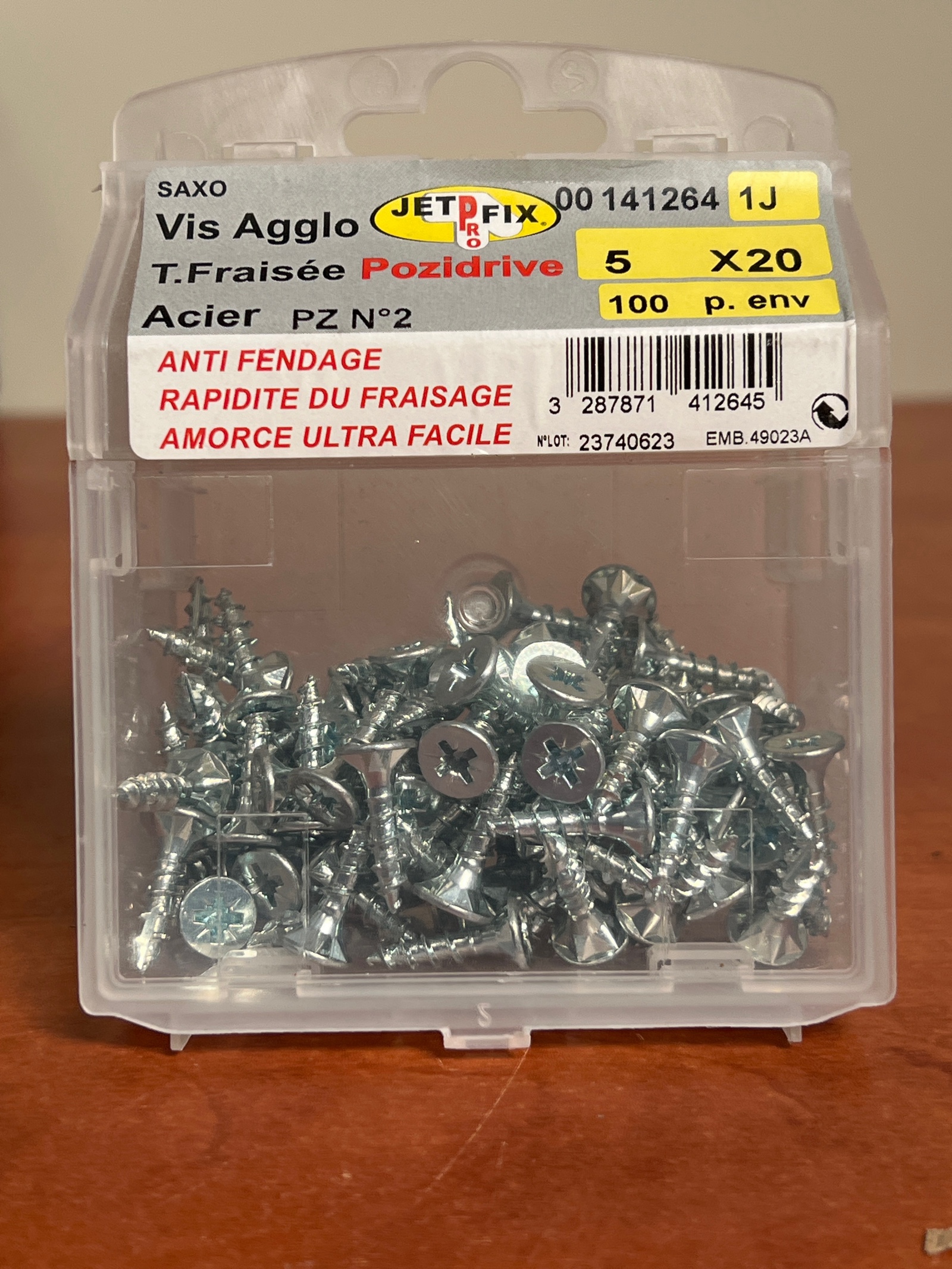 SAXO Jetfix Vis Agglo tête fraisée Pozidriv PZ2 5 x 20 mm (acier)