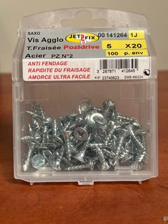 SAXO Jetfix Vis Agglo tête fraisée Pozidriv PZ2 5 x 20 mm (acier)