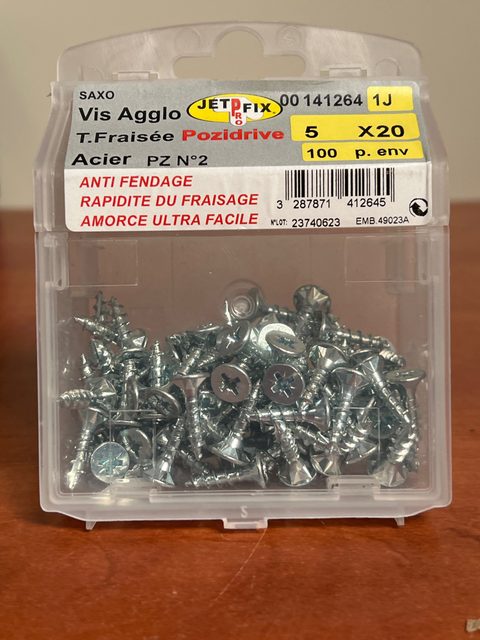 SAXO Jetfix Vis Agglo tête fraisée Pozidriv PZ2 5 x 20 mm (acier)