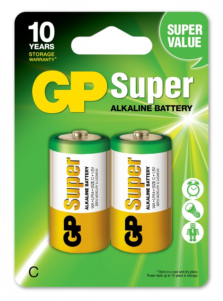 Lot de 2 piles GP Super alcaline type C
