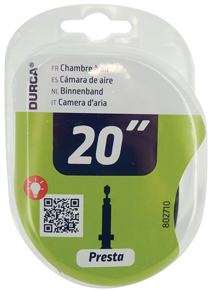 Chambre à air vélo Durca 802710 20 pouces valve Presta