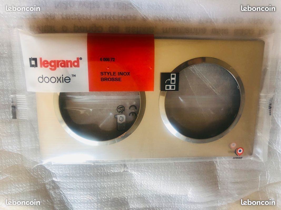 Legrand 600872 plaque Dooxie 2 postes effet inox brossé