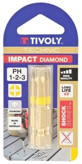 Tivoly lot de 3 embouts de vissage Impact Diamant Phillips 50 mm