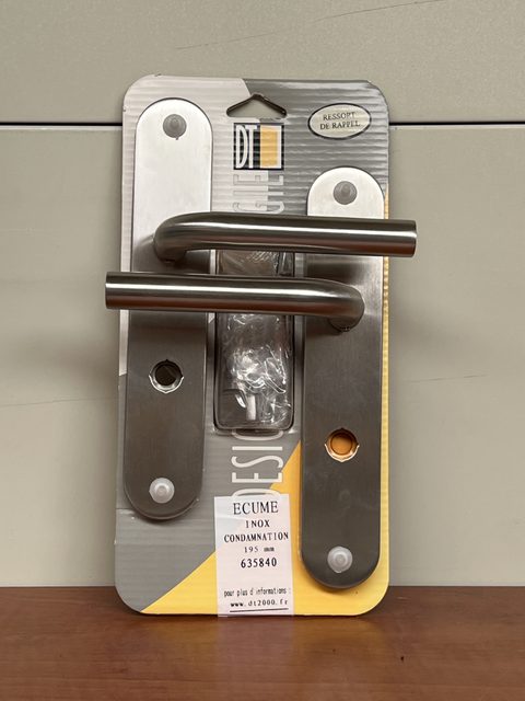 Poignée de porte ECUME DT 2000 inox mat à condamnation 195 mm