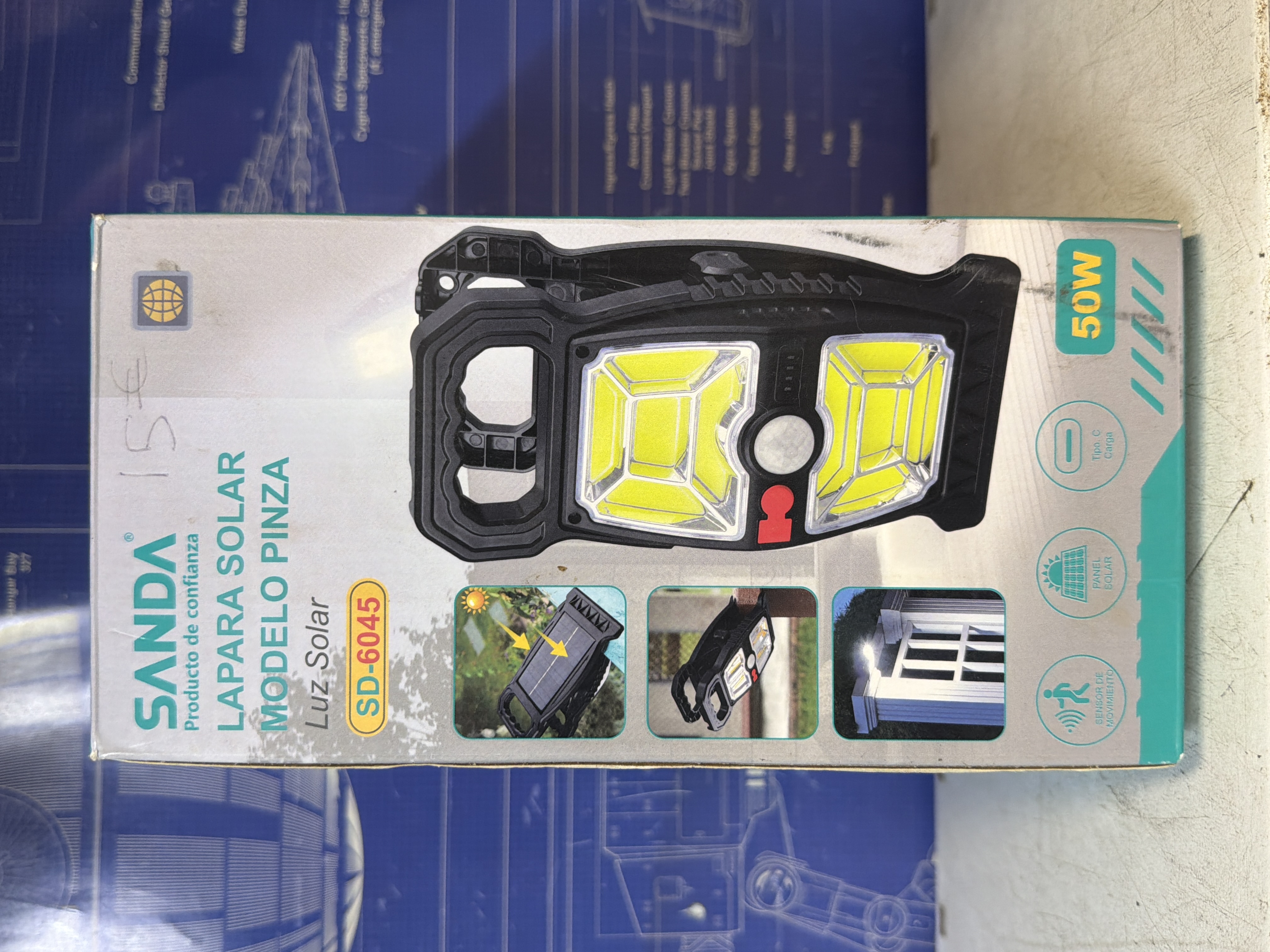 Lampe solaire LED à pince SANDA SD-6045 50W IPX4