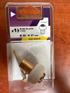 Butée de porte à visser Ø 30 mm / H 37 mm - Acier laitonné