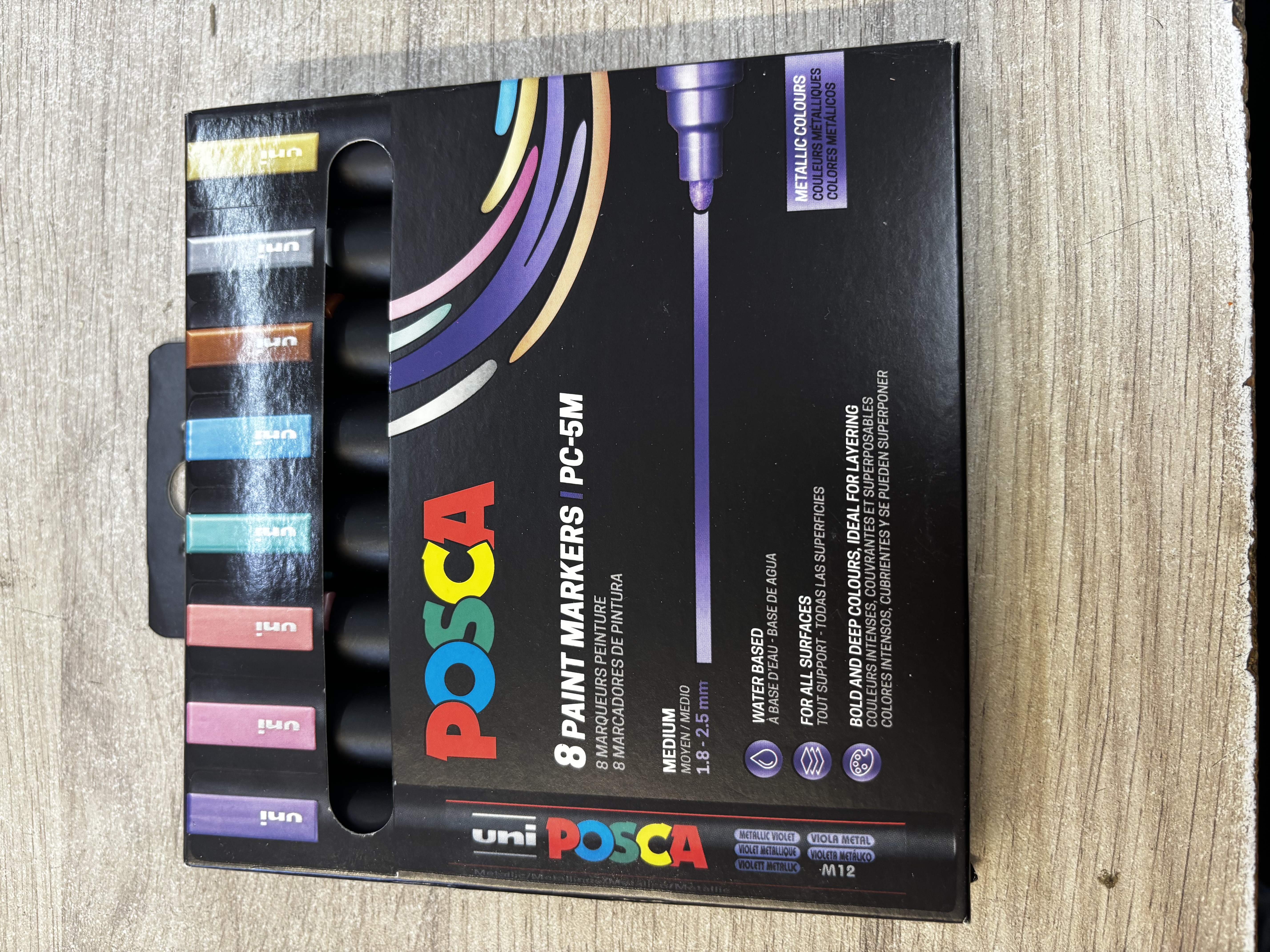 Pochette 8 marqueurs Posca PC-5M couleurs métalliques