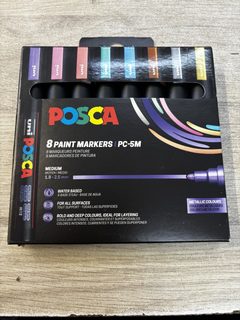 Pochette 8 marqueurs Posca PC-5M couleurs métalliques