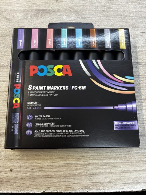 Pochette 8 marqueurs Posca PC-5M couleurs métalliques