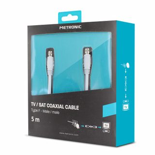 Câble coaxial TV satellite Metronic 5 m fiches F mâle/mâle