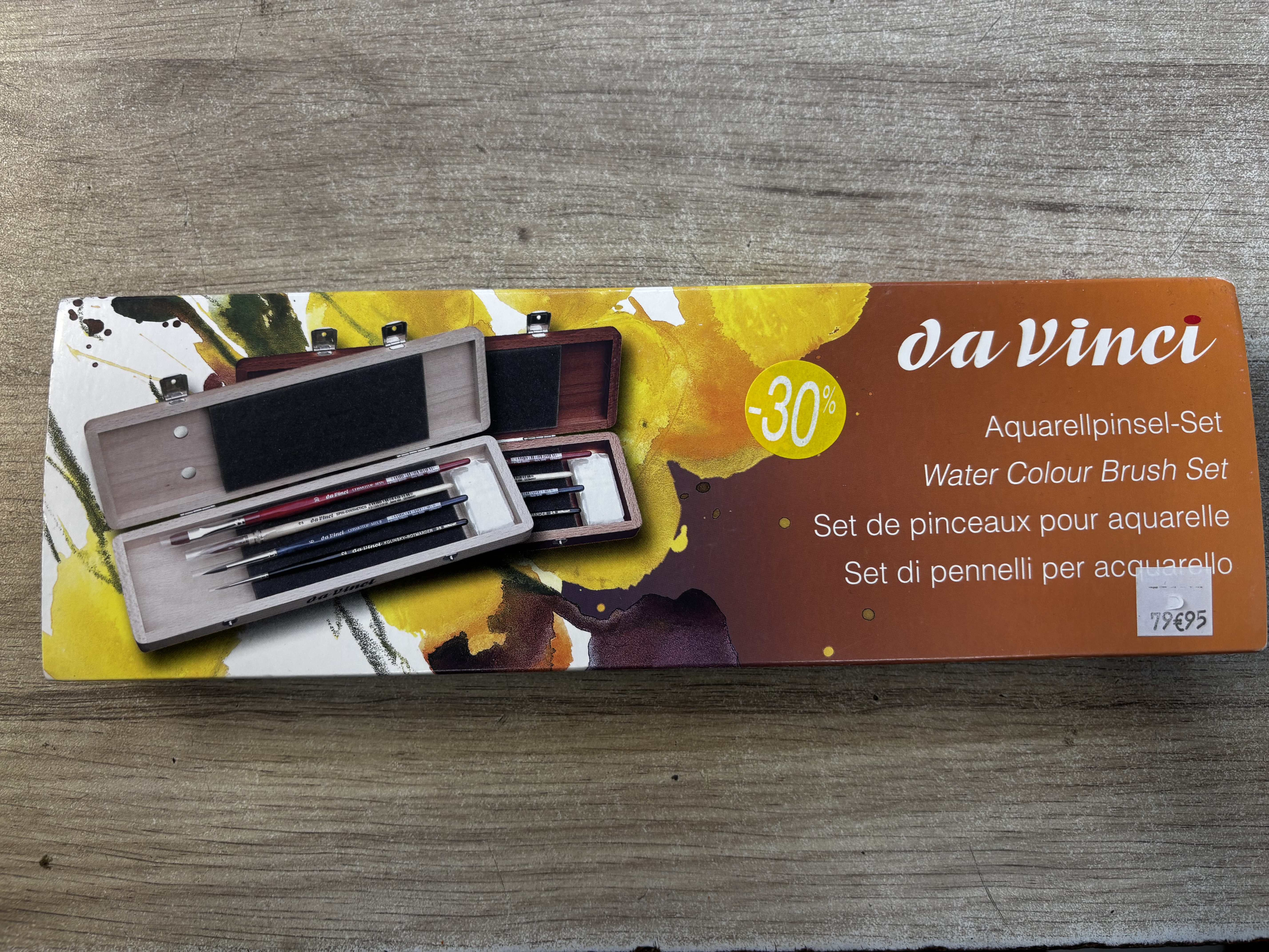 Coffret da Vinci 5280 aquarelle en bois noyer avec 4 pinceaux