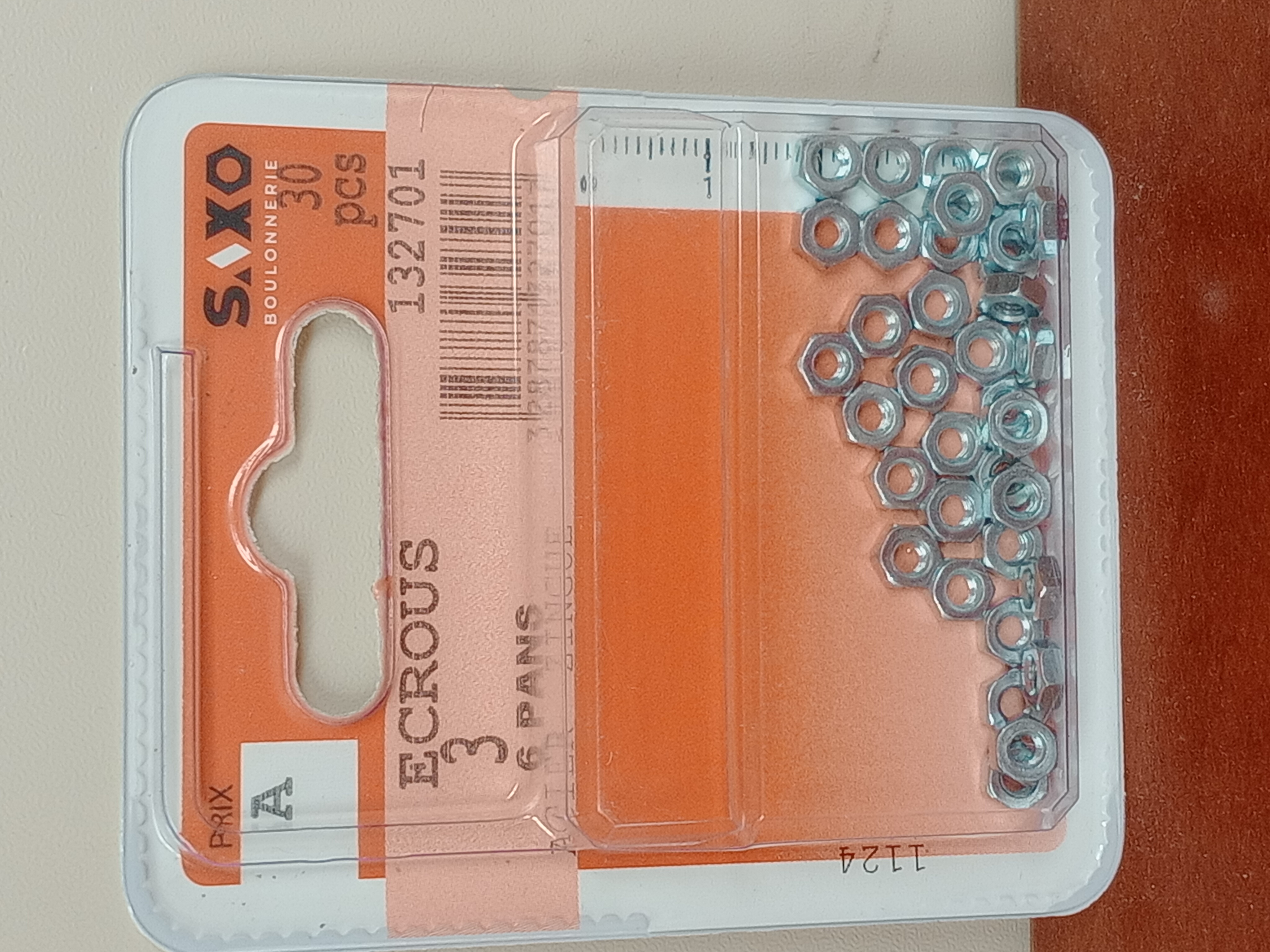 SAXO écrous 6 pans acier zingué 3 mm lot de 30