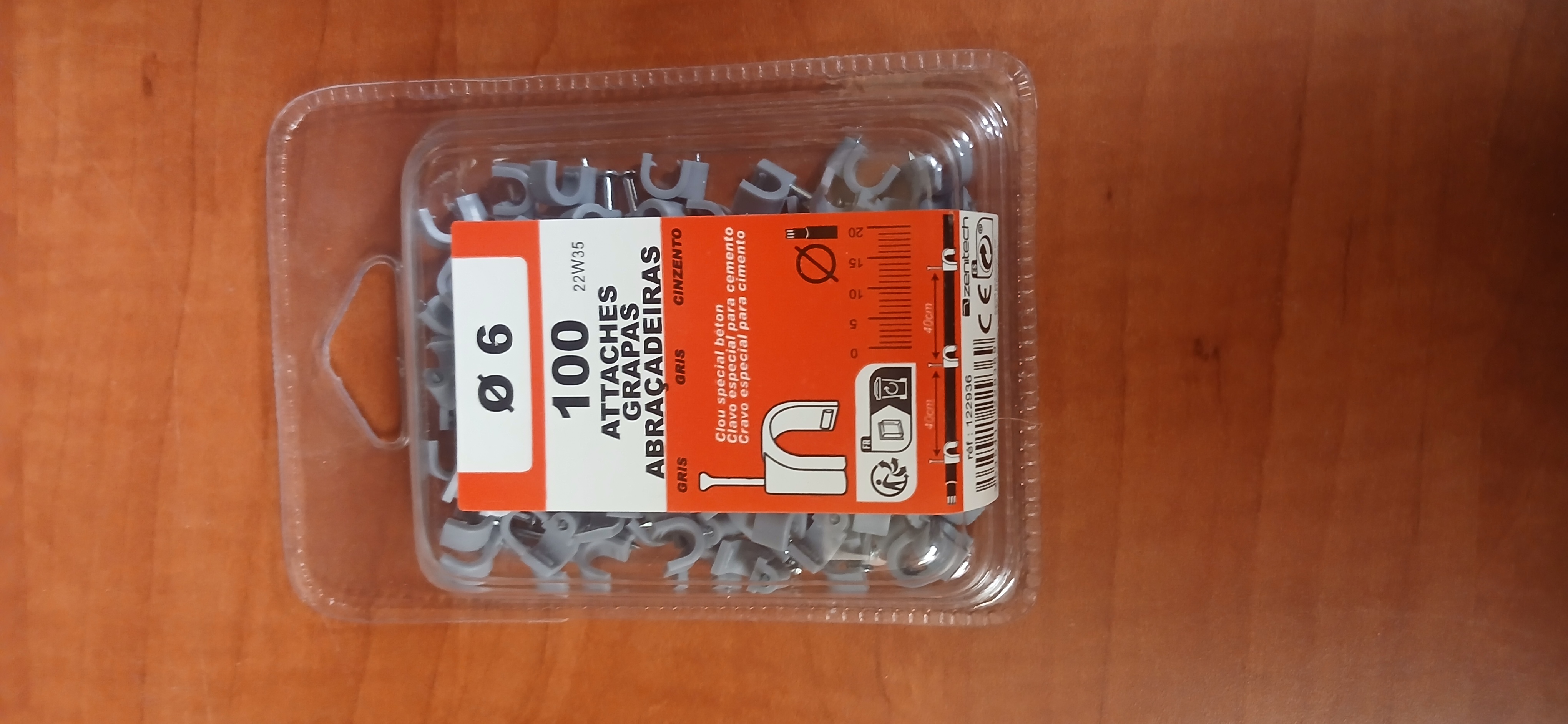 Lot de 100 attaches-câbles à clou Ø6 mm gris Zenitech