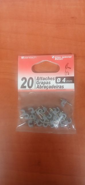 20 attaches plastiques Ø4 mm gris Zenitech clou spécial béton