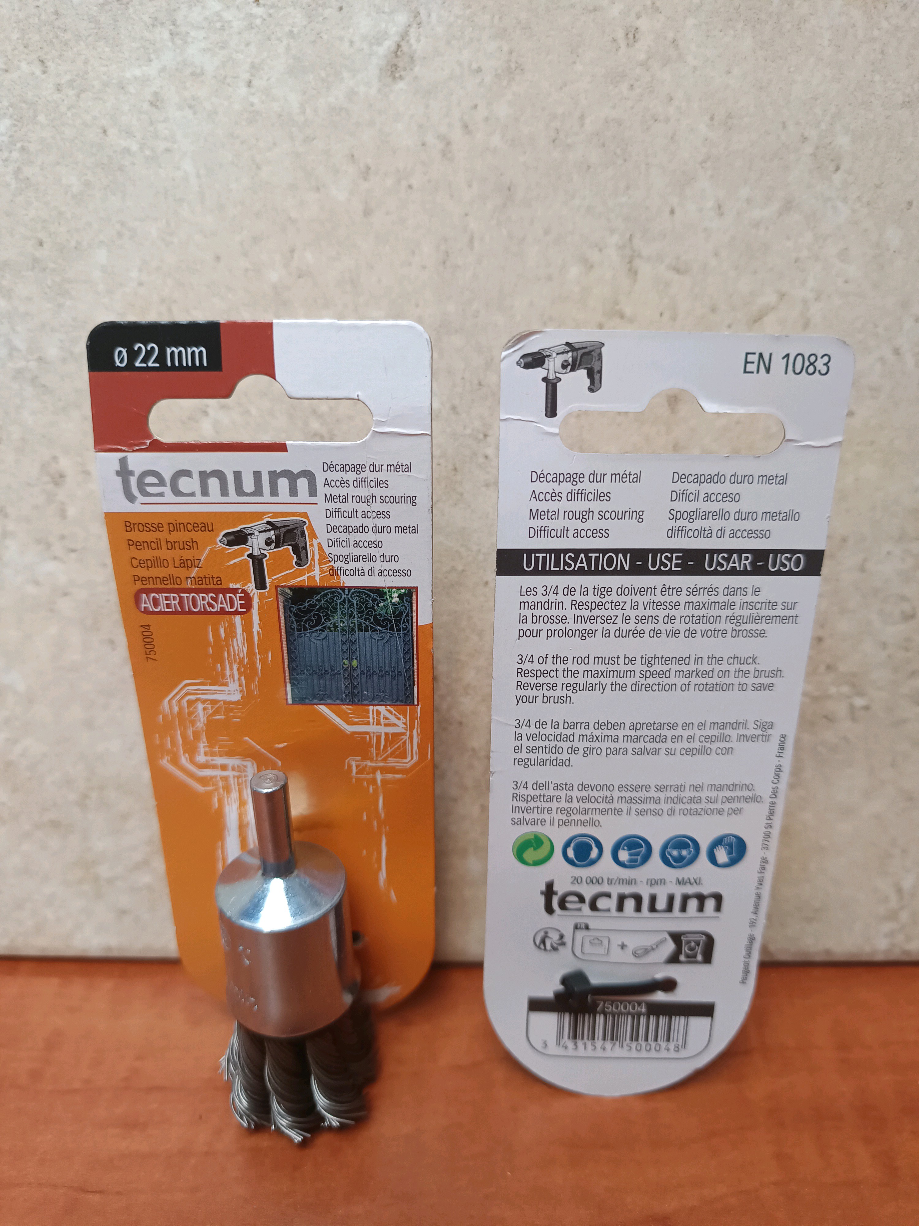 Tecnum brosse pinceau acier torsadé Ø 22 mm pour métal