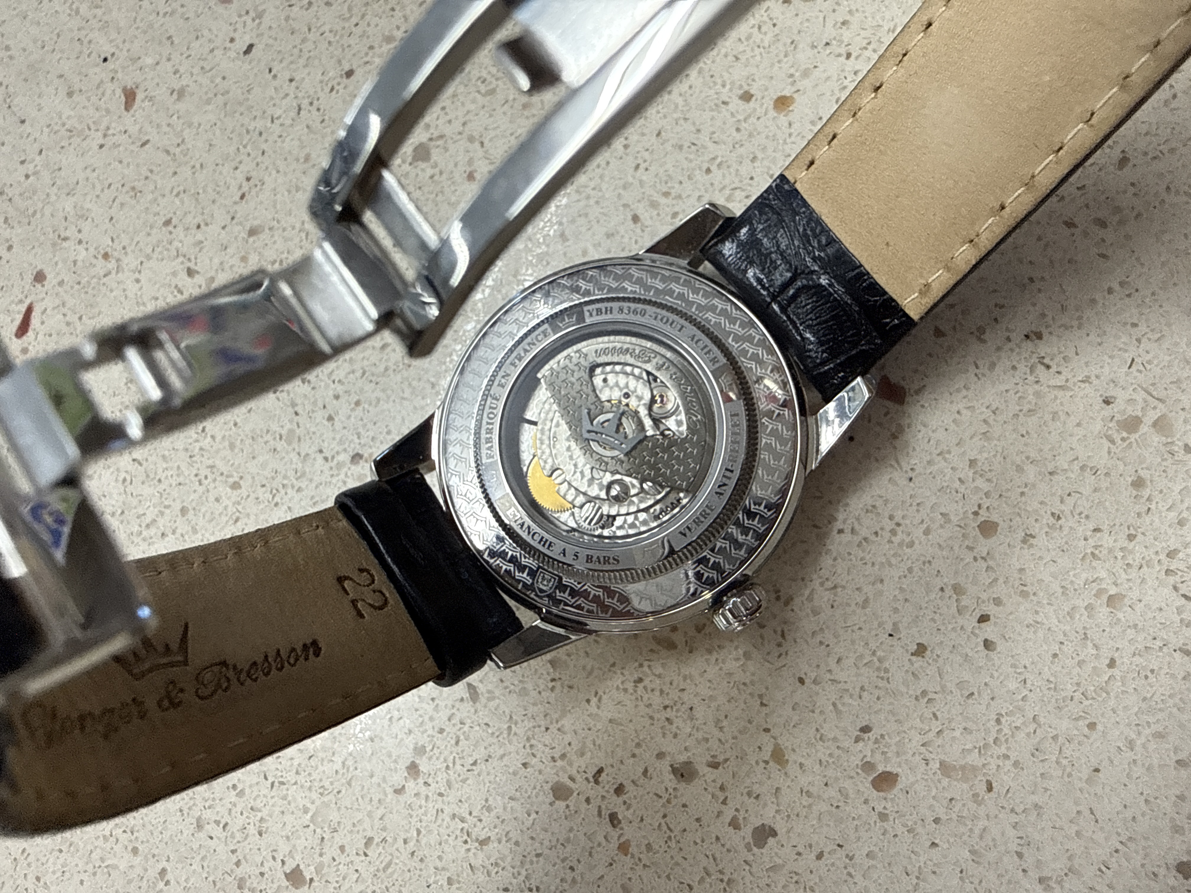 Montre automatique Yonger & Bresson YBH 8360-01 cadran noir bracelet cuir — photo 2