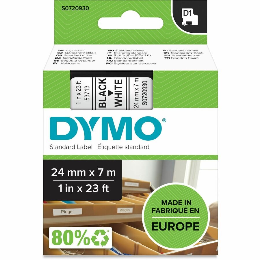 Ruban Dymo D1 noir sur blanc 24 mm x 7 m S0720930