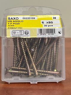 SAXO vis agglo T.F Pozi 6 x 80 mm PZ3 en acier - boîte 30 pcs