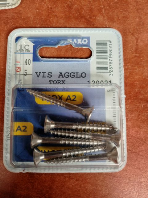 Vis agglo Torx inox A2 5 x 40 mm