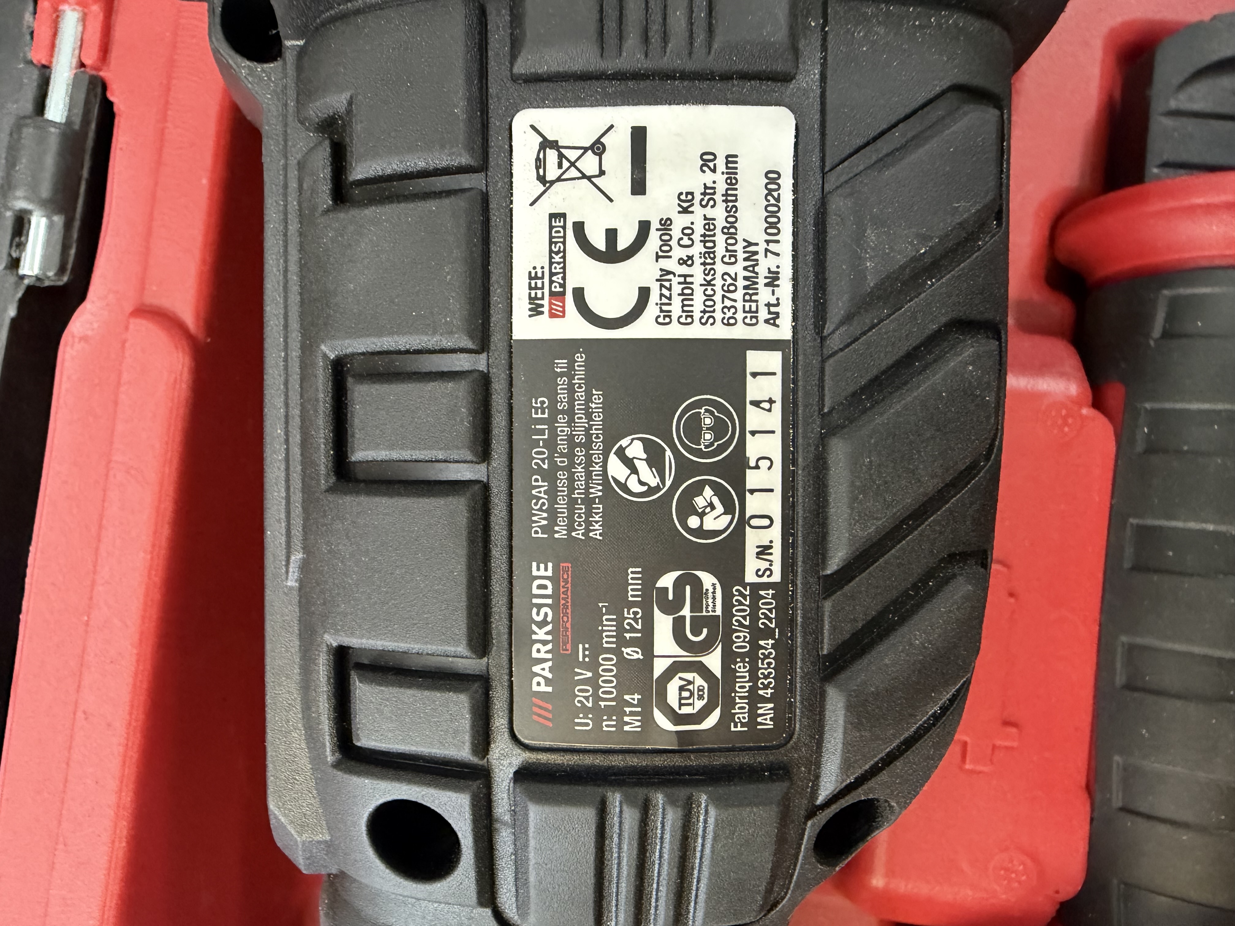 Meuleuse sans fil Parkside PWSAP 20-LI E5 avec batterie 20V, chargeur et mallette — photo 2