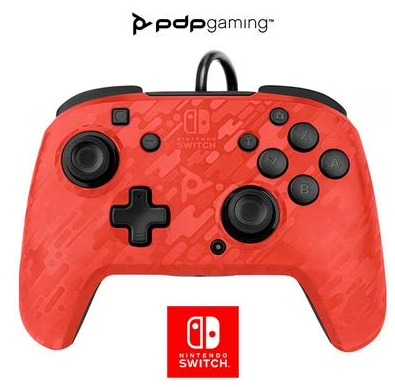 PDP Faceoff Deluxe+ Audio Wired Controller Nintendo Switch Red Camo 500-134-NA-CM04