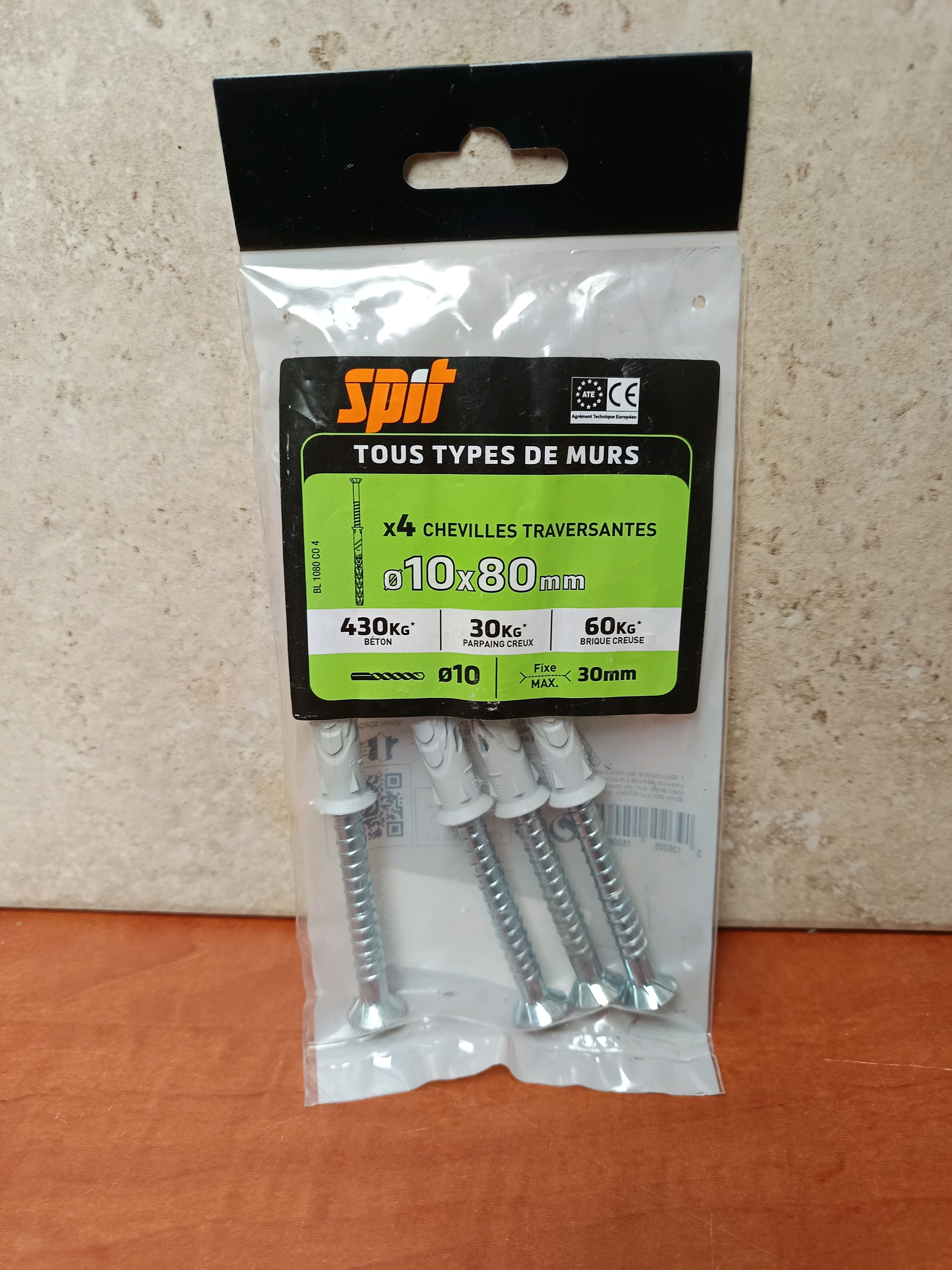 Spit chevilles traversantes Ø10 x 80 mm (x4)