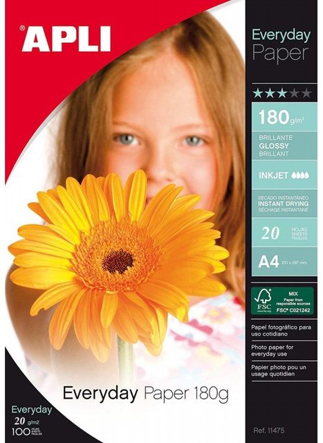 Papier photo APLI Everyday A4 180 g brillant 20 feuilles