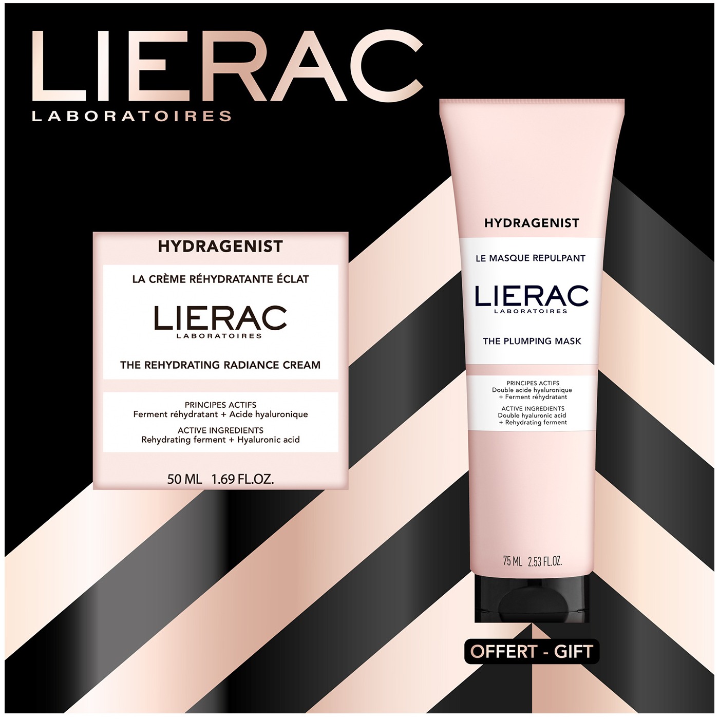Lierac Hydragenist coffret crème réhydratante éclat 50 ml + masque 75 ml