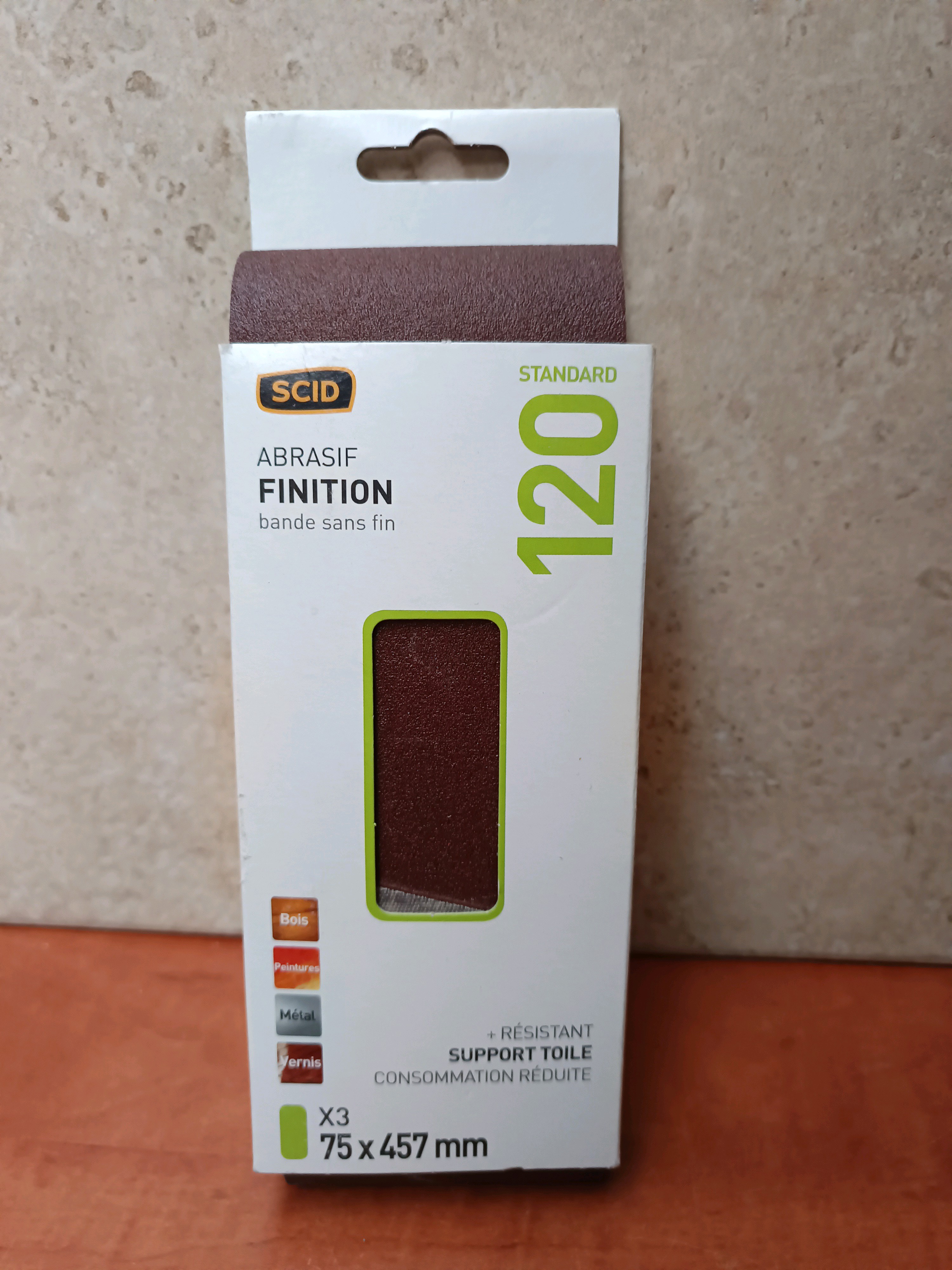 SCID bande abrasive sans fin finition grain 120, 75 x 457 mm (x3)