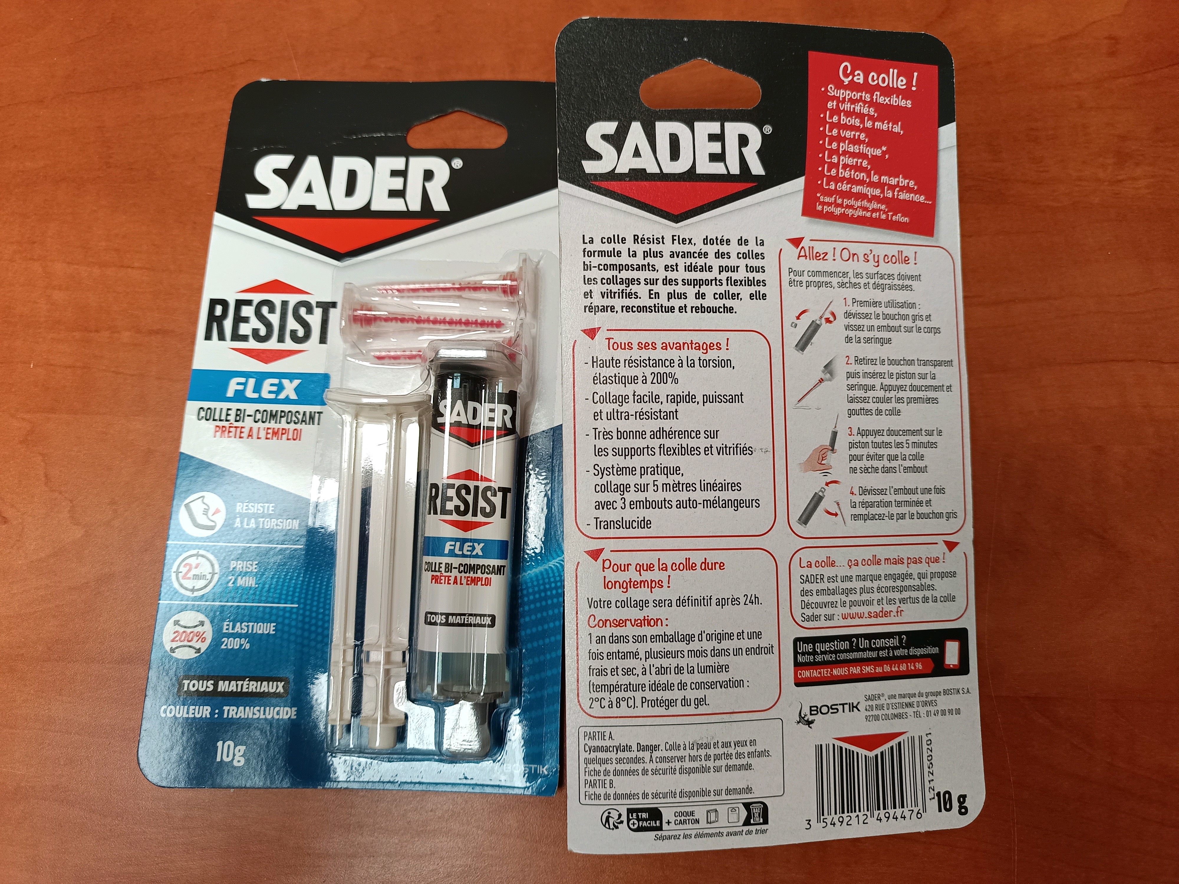 SADER RESIST FLEX colle 2 composants 10 g (translucide)