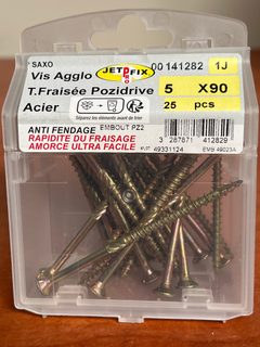 Jetfix Vis Agglo Tête Fraisée Pozidrive 5x90 - Acier - Boîte de 25