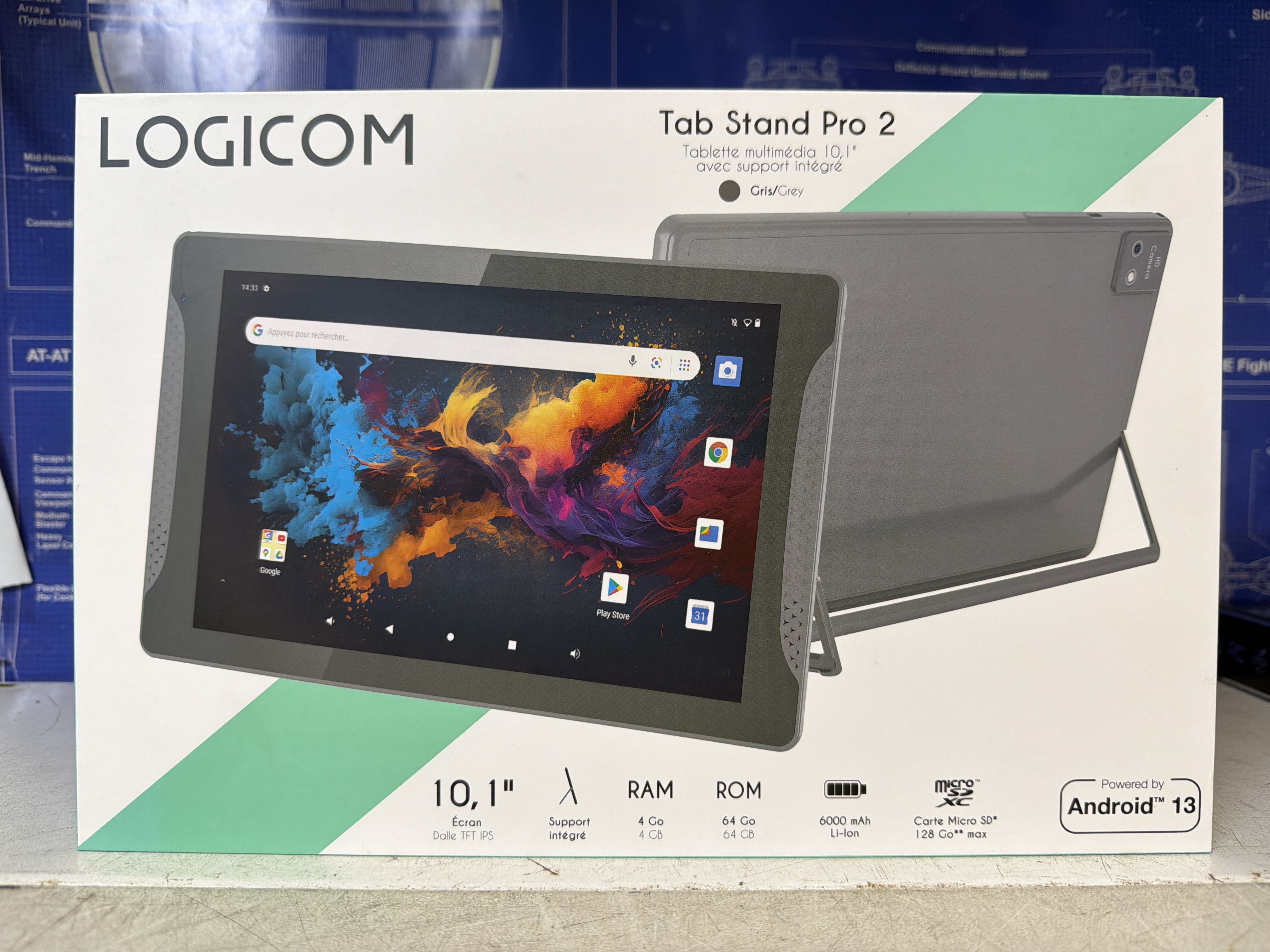 Tablette Logicom Tab Stand Pro 2 10,1" 64 Go gris