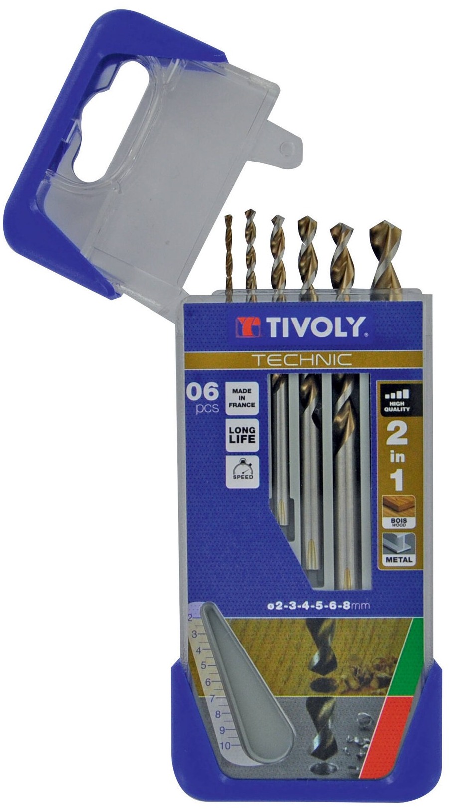 Coffret 6 forets métal bois Tivoly 2 à 8 mm