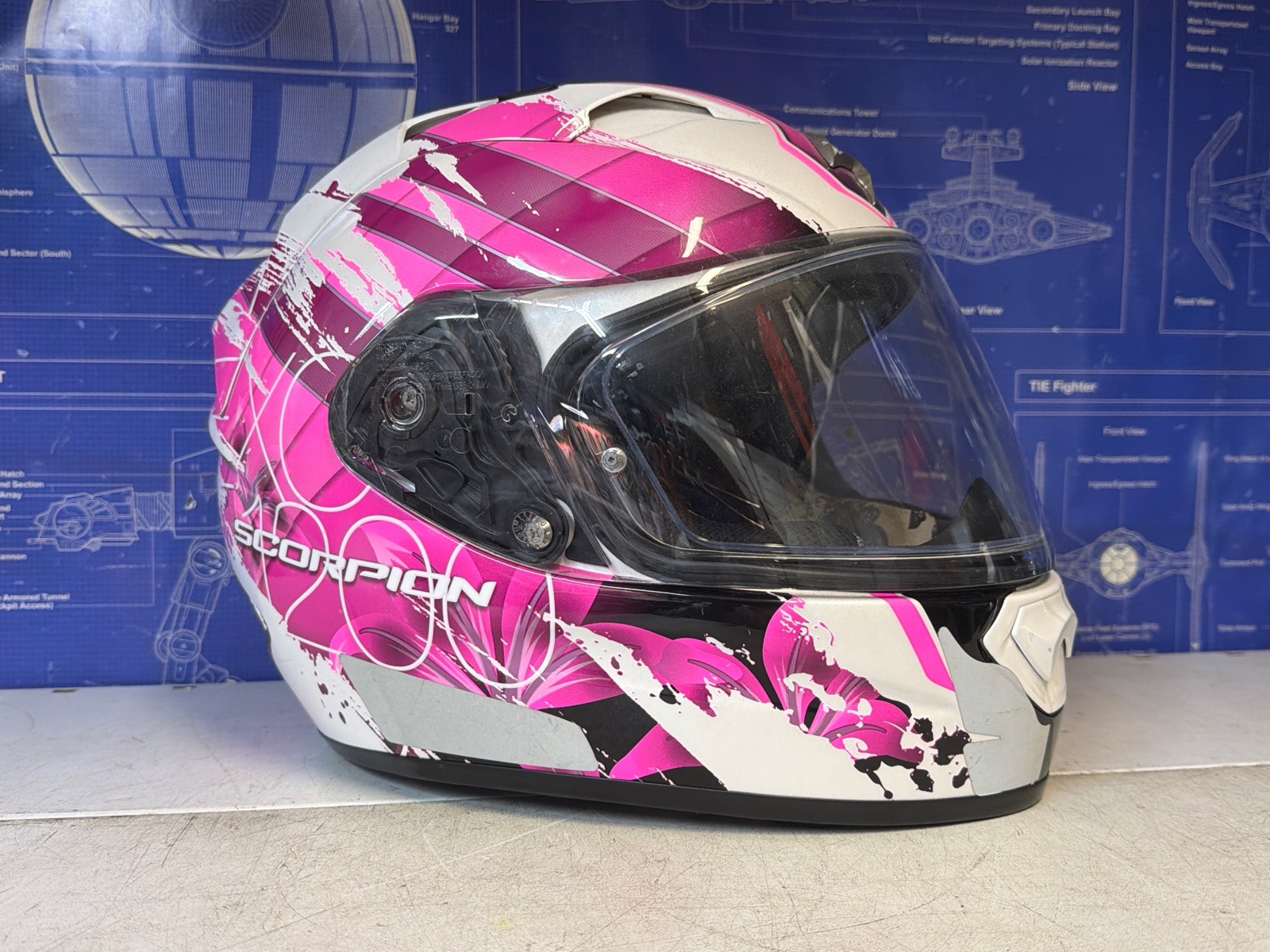 Casque moto intégral Scorpion EXO-1200 Air rose/blanc/noir — photo 2