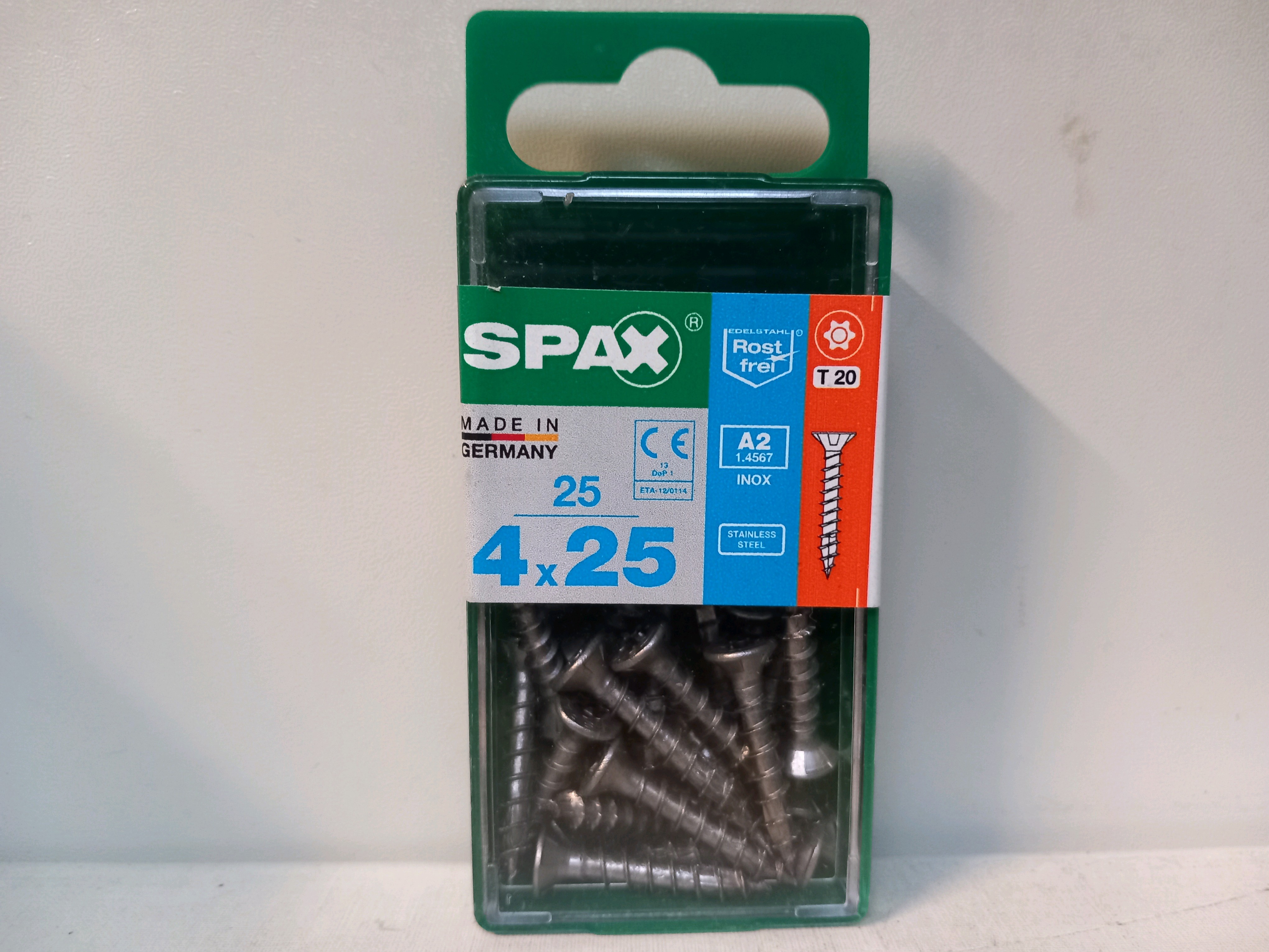 SPAX vis inox A2 4 x 25 T20