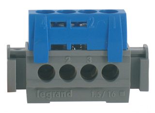 Legrand 092780 bornier de neutre bleu 4 bornes 1,5 à 16 mm²